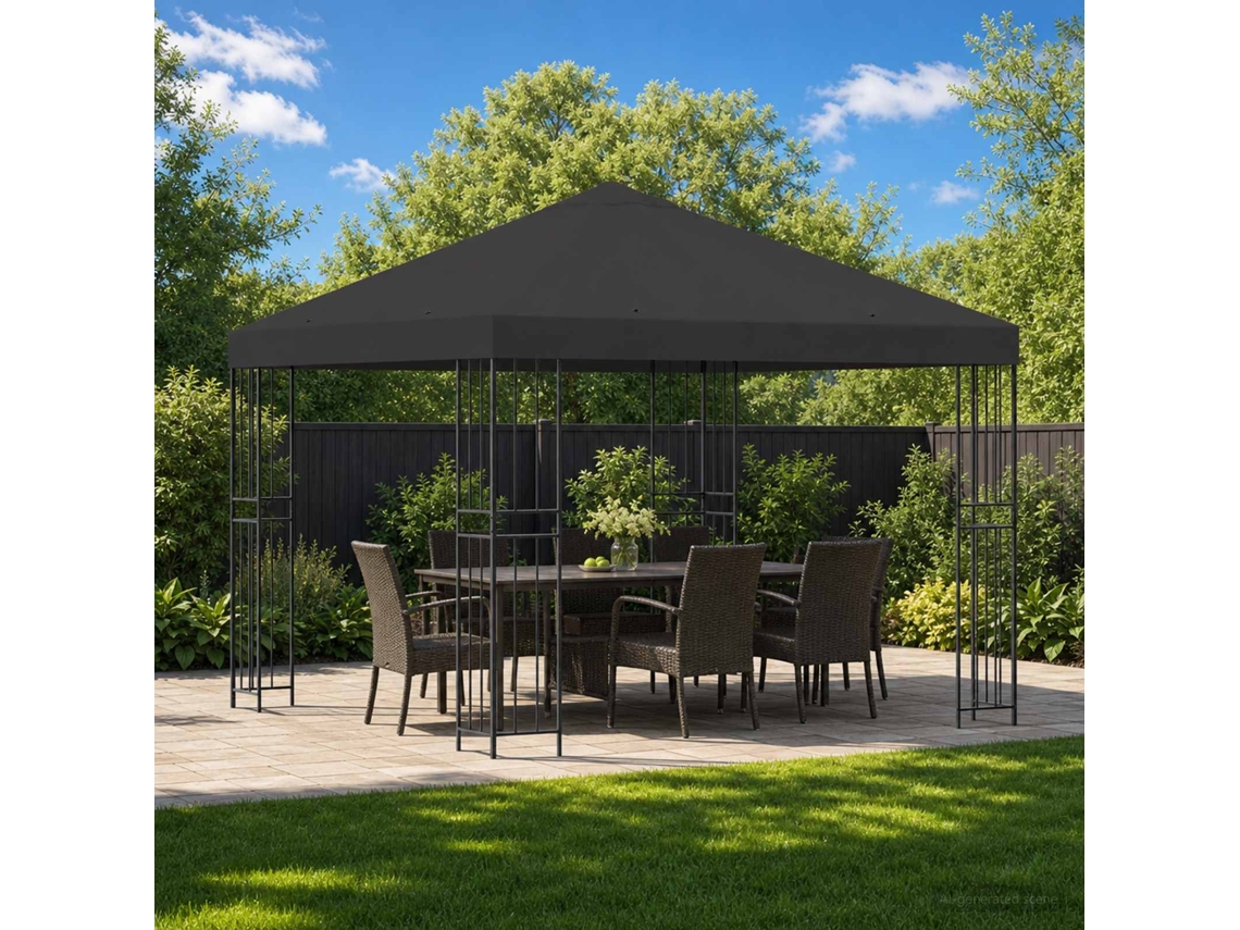 Vidaxl Gazebo 3 X 3 M Antracite Poliéster E Aço 190 Gsm