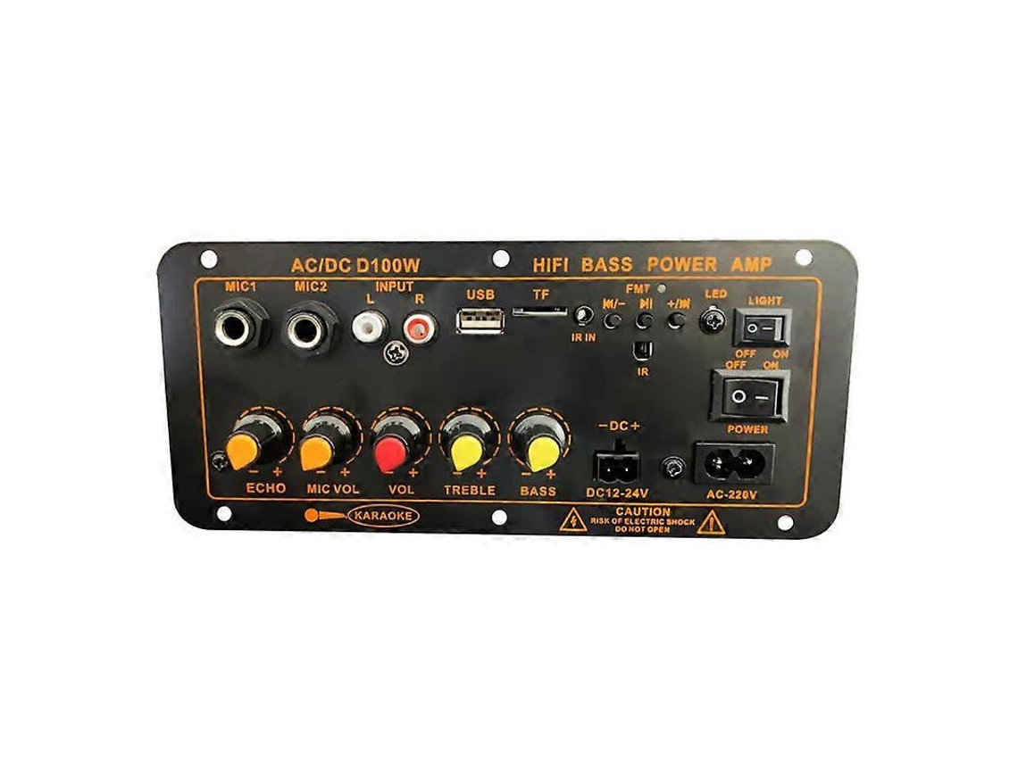 Placa Amplificadora Estéreo Digital Bluetooth De 200 W, 220 V Ca, 12 V E 24 V, Com Subwoofer, Microfone Duplo E Função Karaokê, Compatível Com Alto-fa