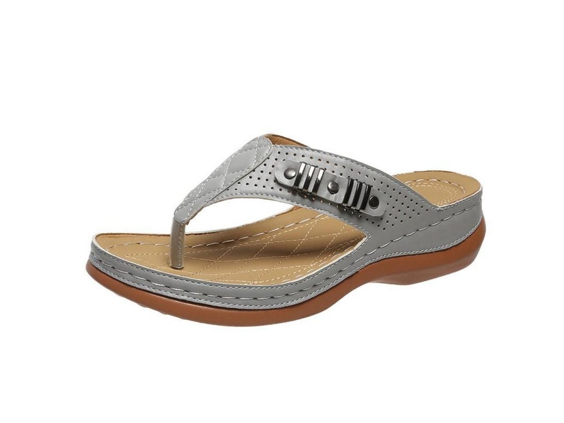 2026-sandálias Planas Para Mulher Verão Antiderrapantes Sapatos Confortáveis Para Praia Casual Bin 35 Gris