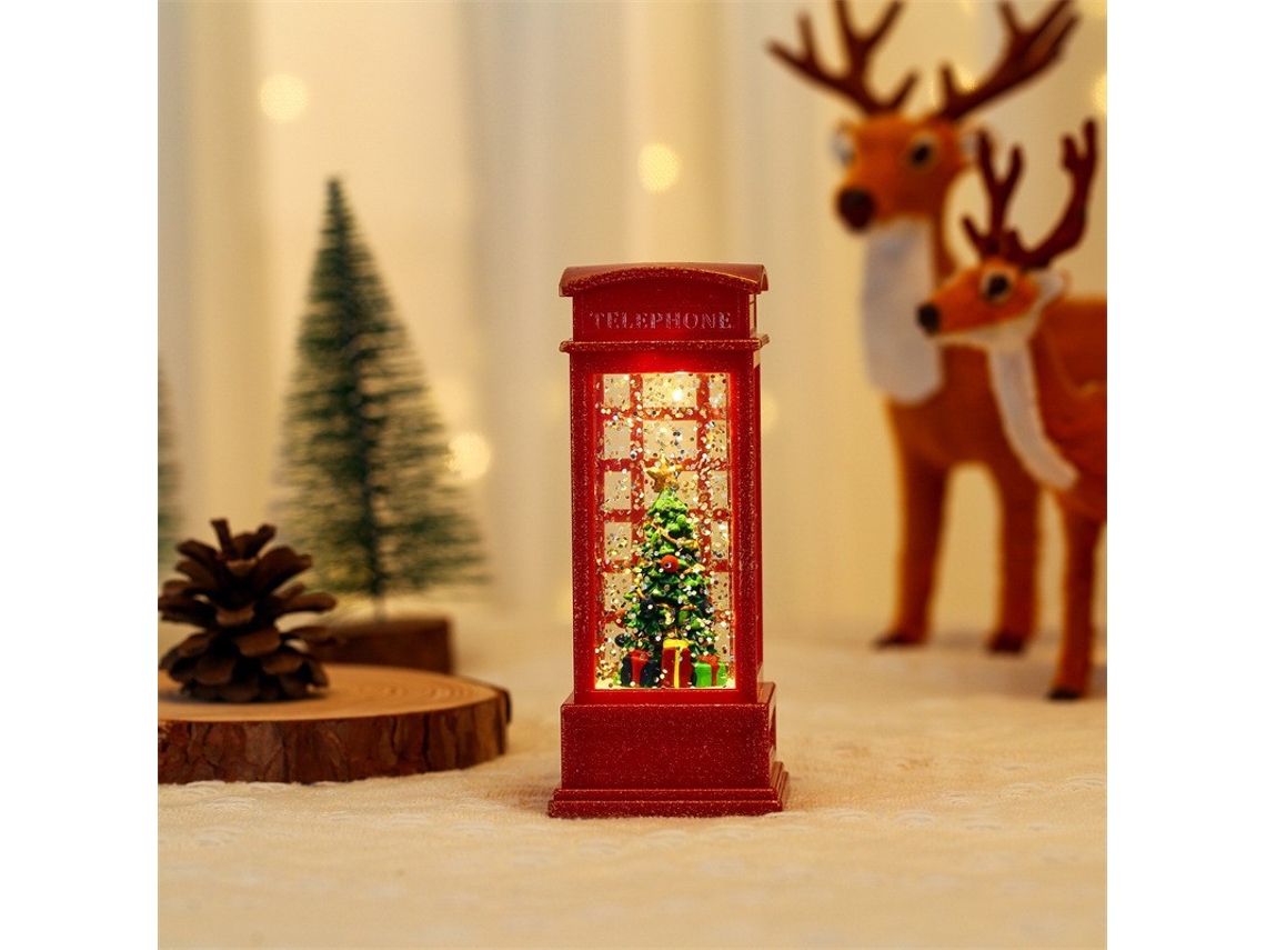Luzes De Natal Com Papai Noel Brilhante, Lanternas A Bateria Ou Luminosas, Lanternas De Cabine Telefônica Ideais Para Decoração De-aquaforge