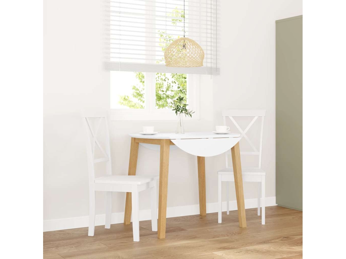 Vidaxl Cadeiras De Jantar 2 Pcs Madeira De Seringueira Maciça Branco