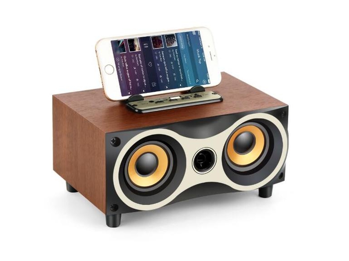 Coluna Portátil  Bluetooth De Madeira Subwoofer Estéreo*