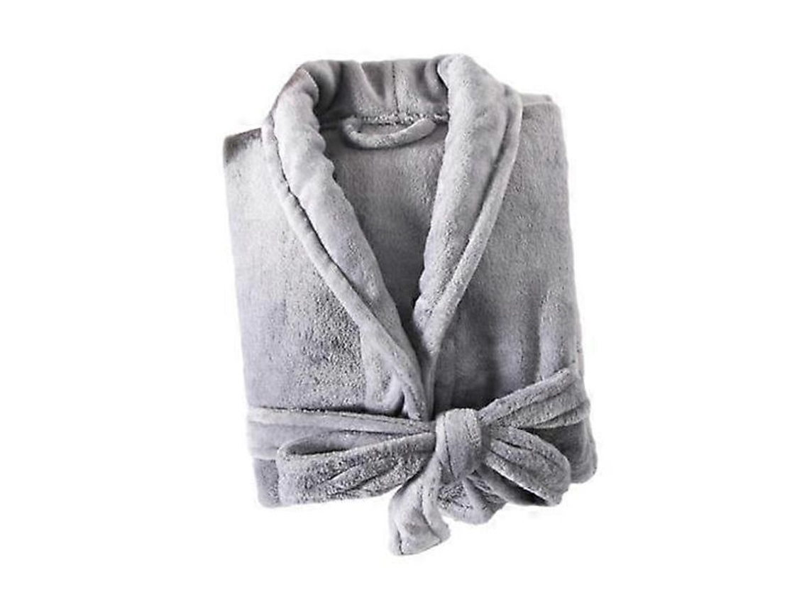 Bata De Banho Invernal Unissex Espessa Quente Absorvente Tamanho Regular Manga Longa Comprimento Até O Joelho Cinza M Cinza