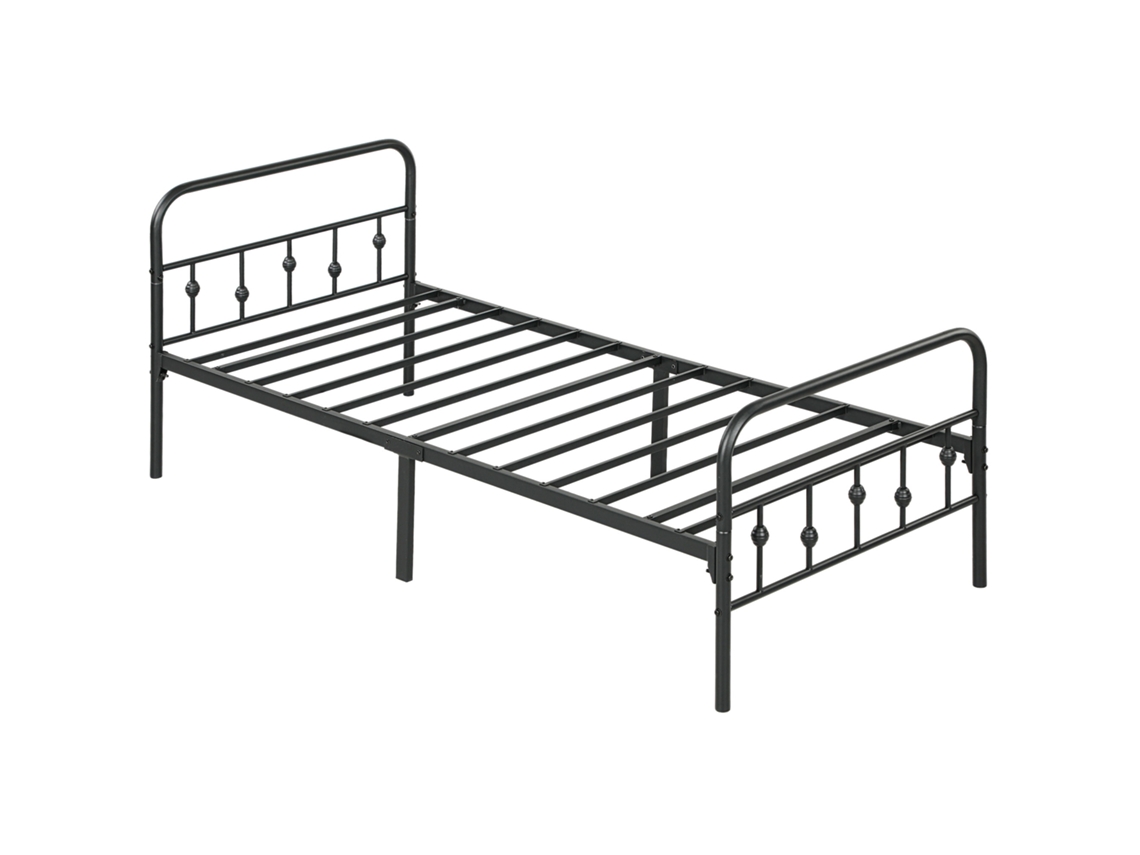 Estrutura De Cama Metálica Simples, Montagem Fácil, Com Kits De Borracha Para Redução De Ruído, Preto Ui