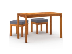 Conjunto de 3 Pcs de Jantar para Jardim com Almofadões em Acácia Maciça MAISON EXCLUSIVE