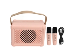 2026 máquina de Karaoke Mini Con 2 Micrófonos Inalámbricos Altavoz Bluetooth Portátil para Fiesta En Casa Boda Camping Rosa