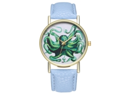 Reloj De Pulsera De Cuarzo Con Correa De Cuero Pu Zhoulianfa Unisex Azul Claro