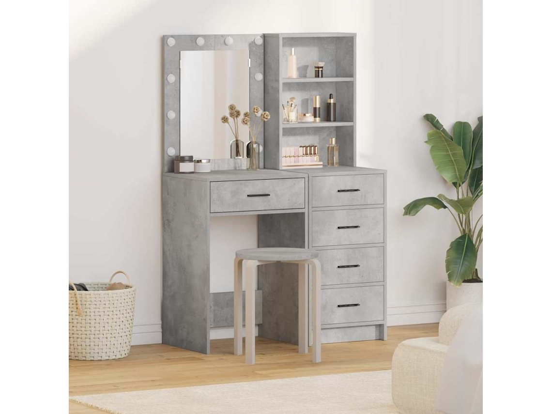 Vidaxl Mesa De Vestir Com Gaveta 2 Pcs Cinzeto 50 X 41 X 135 Cm