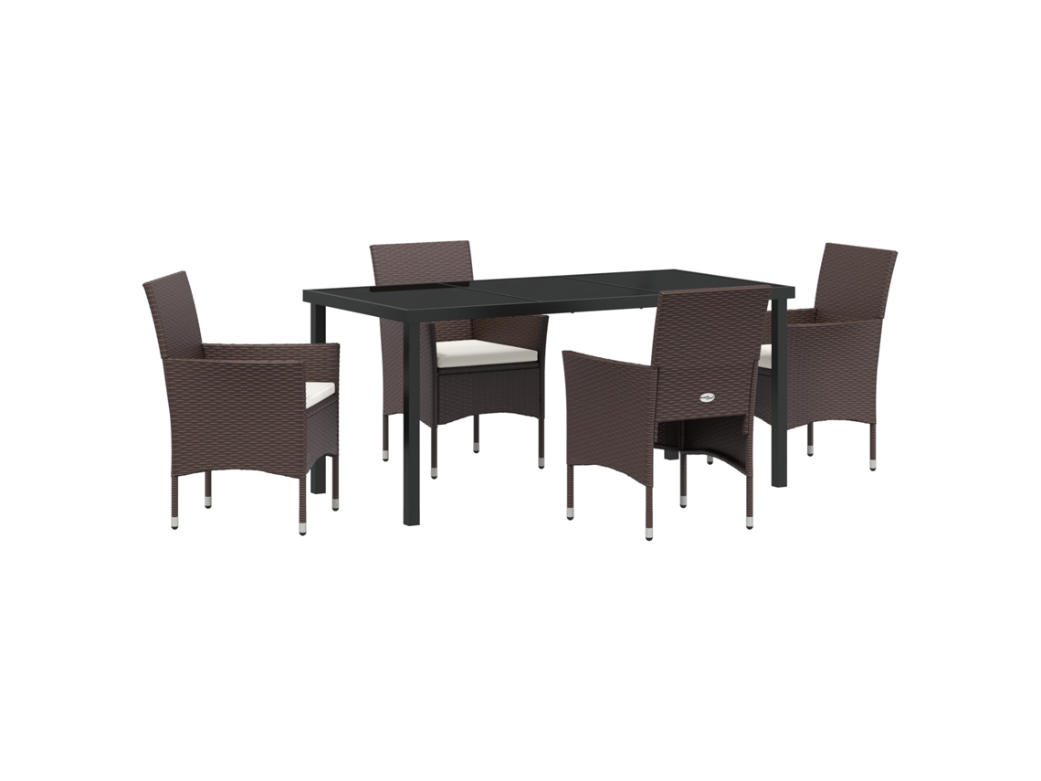 Conjunto 5 De Cadeiras De Jantar Para Jardim Vidaxl Marrom Vime Pe