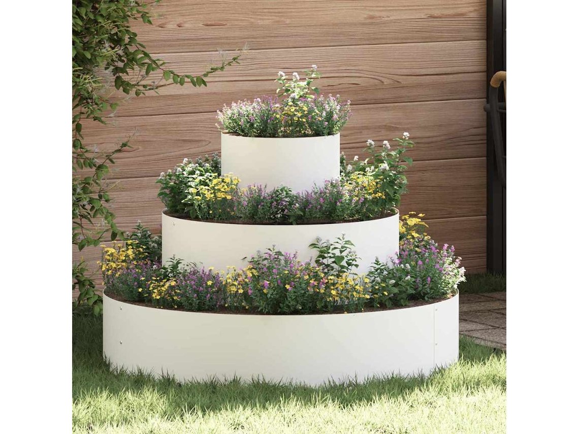 Vidaxl Vaso De Jardim Branco 90 X 90 X 20 Cm Aço Laminado A Frio