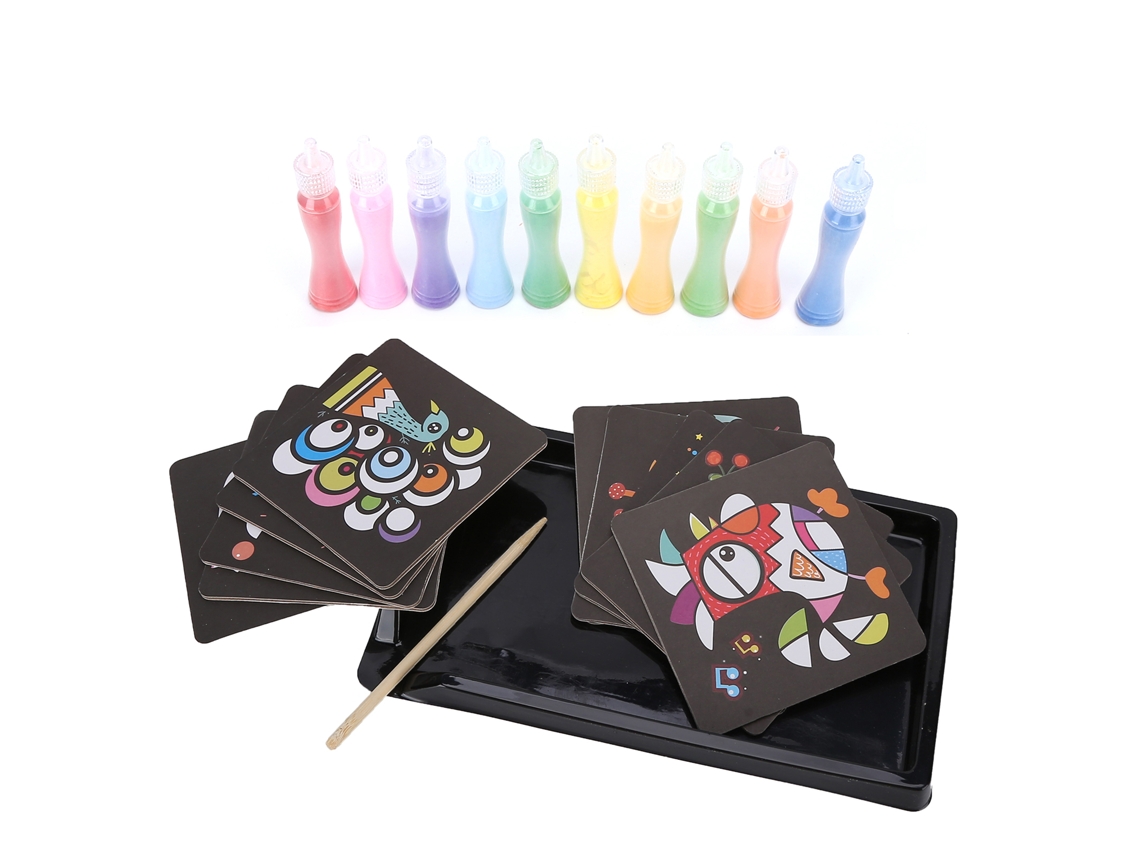 Mali conjunto de Cartões de Arte de Areia Colorida Diy Kit Educativo Brinquedo para Crianças