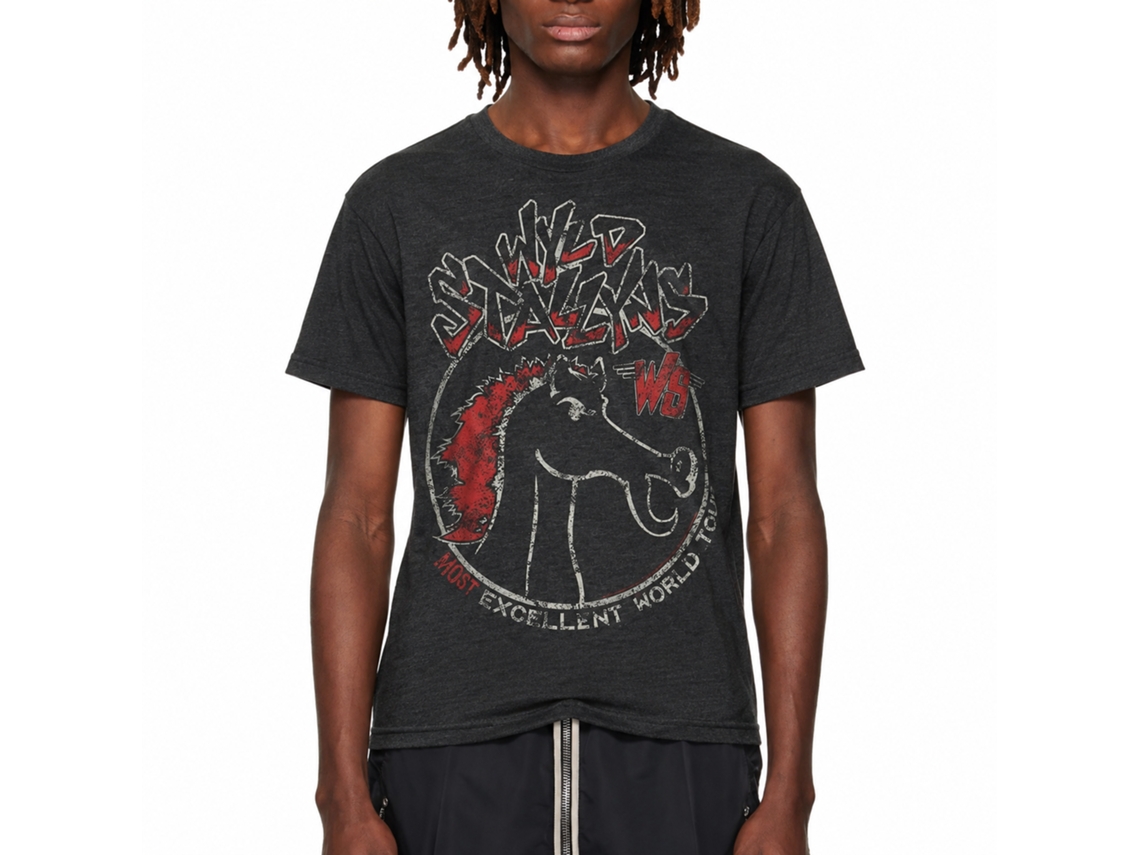 Rockinstone Bill And Ted Wyld Stallyns Tour Heather Black Adult T-shirt Size:s