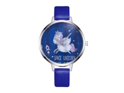 Relógio de Pulso Analógico de Quadro Redondo com Movimento de Quartzo Moderno e Elegante (azul)