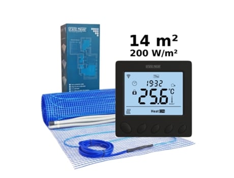 Kit De Aquecimento Elétrico Para Piso Radiante 14 Mâ², 200 W/mâ² W390 Termóstato Wi Fi Programável Grand Meyer