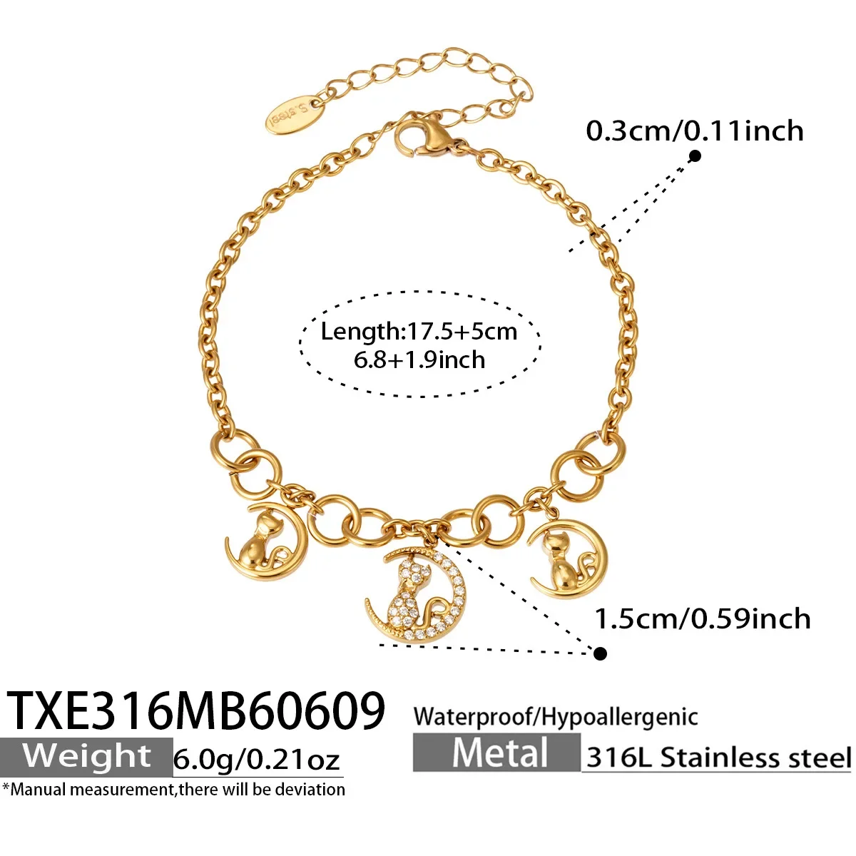Conjunto De Colar E Pulseira Com Tema Oceânico Em Aço Inoxidável Banhado A Ouro (pulseira Dourada)