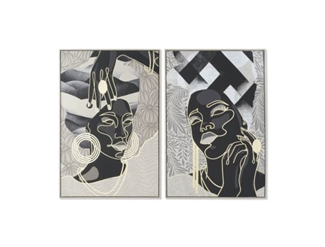 Pintura Dkd Home Decor 84 X 4,5 X 123 Cm Africana Tropical 2 Unidades