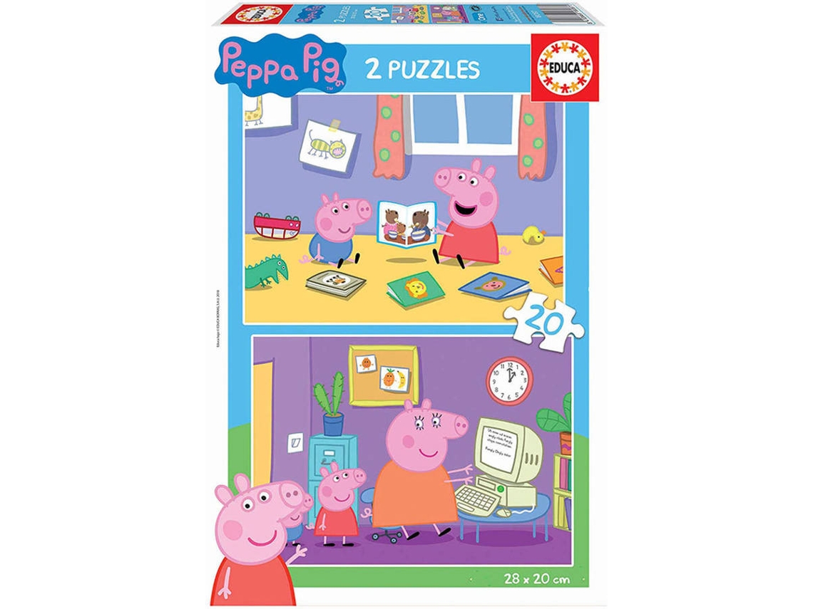 Puzzle EDUCA 2x Puzzle 20 Peppa Pig (Idade Mínima: 3 Anos - 40 Peças)