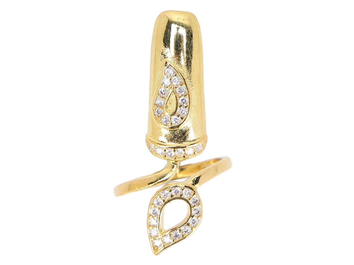 Anéis De Forma De Unha Criativos Personalizados Com Pedras Strass Joias De Dedo Abertas Moda Ouro