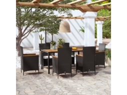 Vidaxl 7 Pcs Conjunto Jantar Exterior Com Almofadões Vime Pe