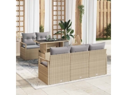 Vidaxl Conjunto De Sofá De Jardim 6 Pcs Bege E Cinza Claro Vime Pe