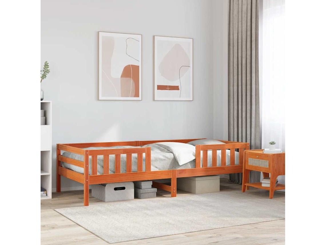 Vidaxl Cama Sem Colchão 90x190 Cm Madeira De Pinho Maciça Castanho-mel