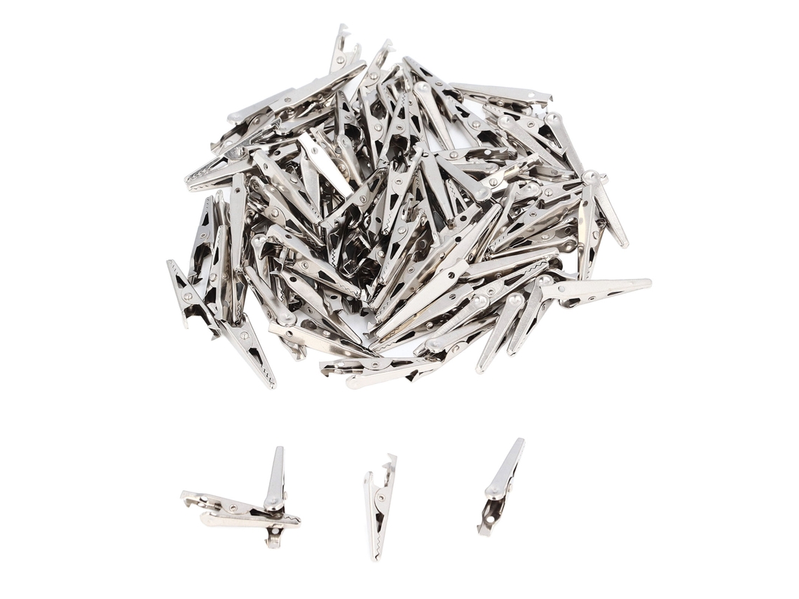 100 Peças De Pinça Cocodrilo De Aço Liga 35mm Para Experimentos Elétricos, Diy E Carro