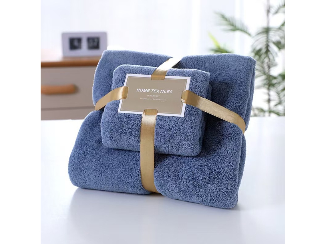 Conjunto De 2 Toalhas De Banho Em Veludo Coral, Macias, Absorventes E De Secagem Rápida ideal Para Uso Diário Azul Marinho Hexinyigjly