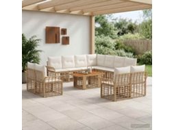 Vidaxl Conjunto De Sofá De Jardim 12 Unid. Natural E Branco Creme
