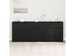 Vidaxl Buffet 3 Pcs Carvalho Preto 181 X 30 X 70 Cm Madeira Processada