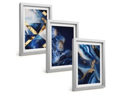Composição De Quadros Padrões Abstratos Elegantes Espelharte (3 Peças 20x30 Cm)