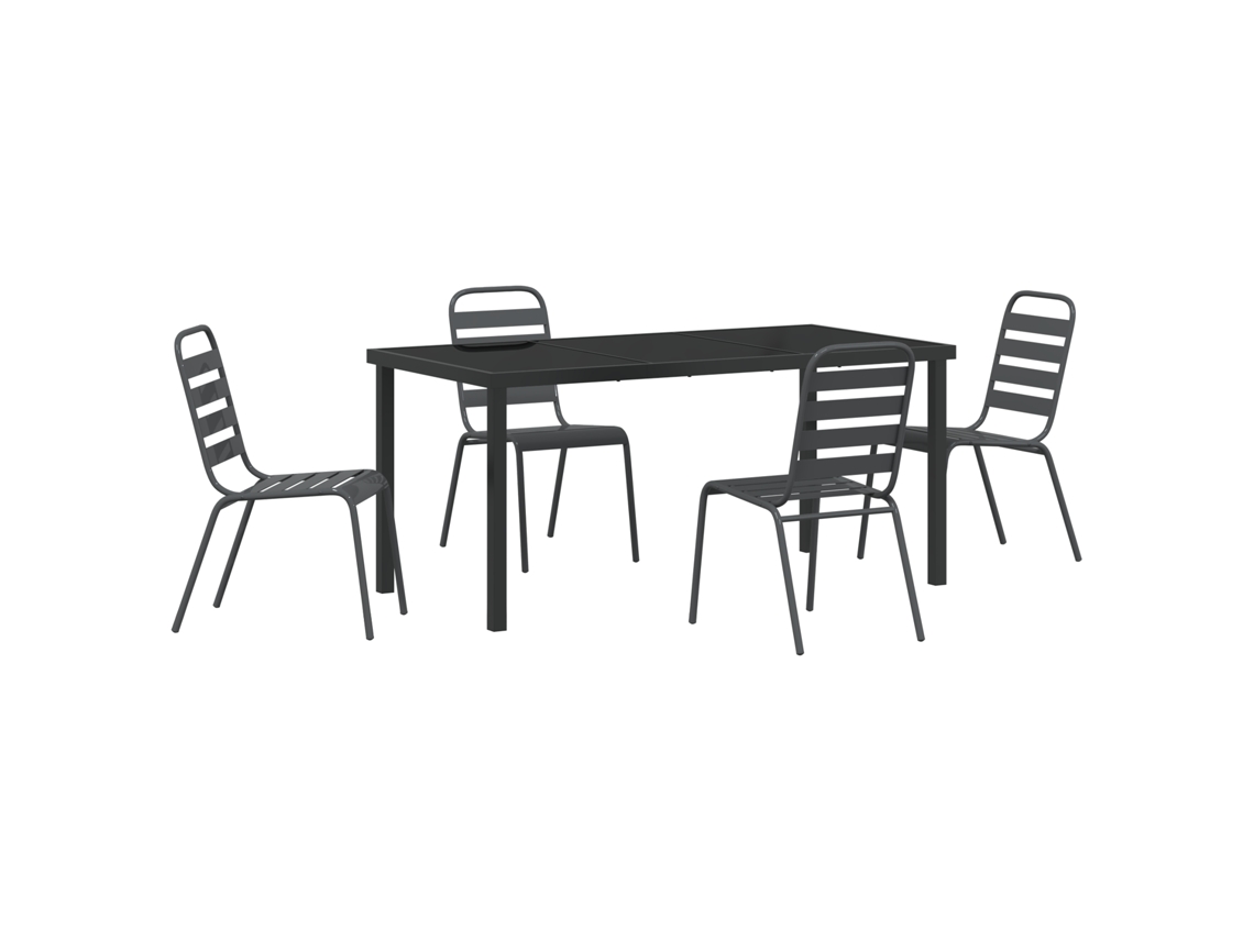 Conjunto 5 De Jantar De Jardim Vidaxl Cinza Escuro Aço