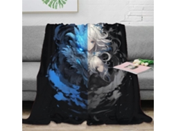 Manta com Estampa de Loba Azul em Microfibra 150x200cm, 100x130cm