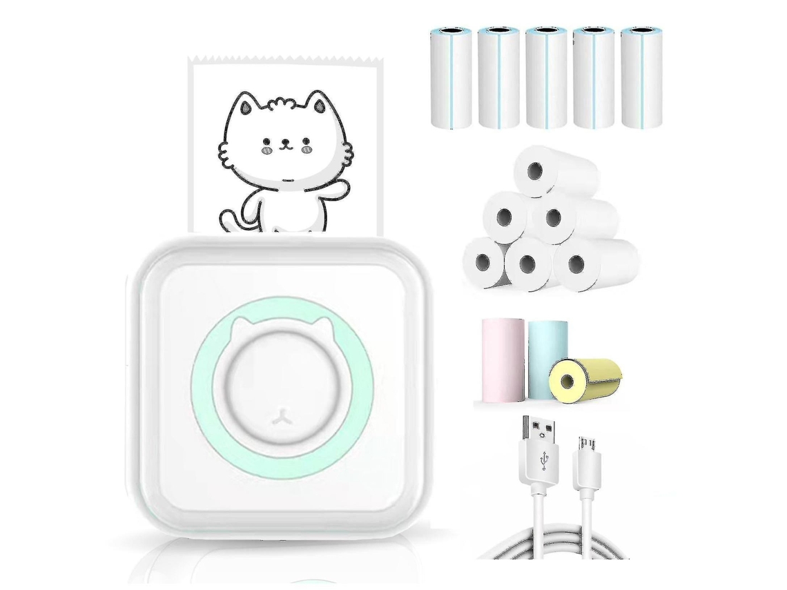 Mini Impressora Elysve, Sem Fio, 200 Dpi, 1200 Mah, Compatível Com Android, Ios, Cor Rosa E Verde