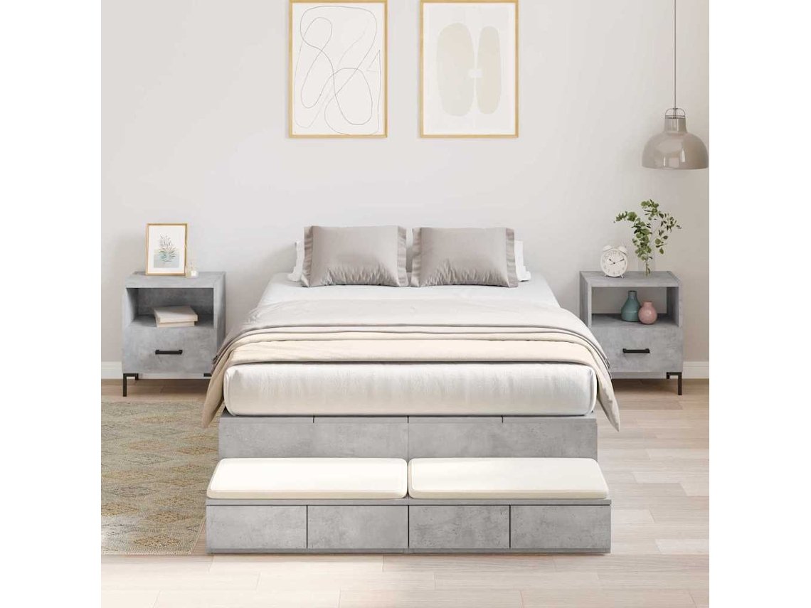 Vidaxl Estrado De Cama Com Arrumação Com Gaveta Cinzento 120 Cm