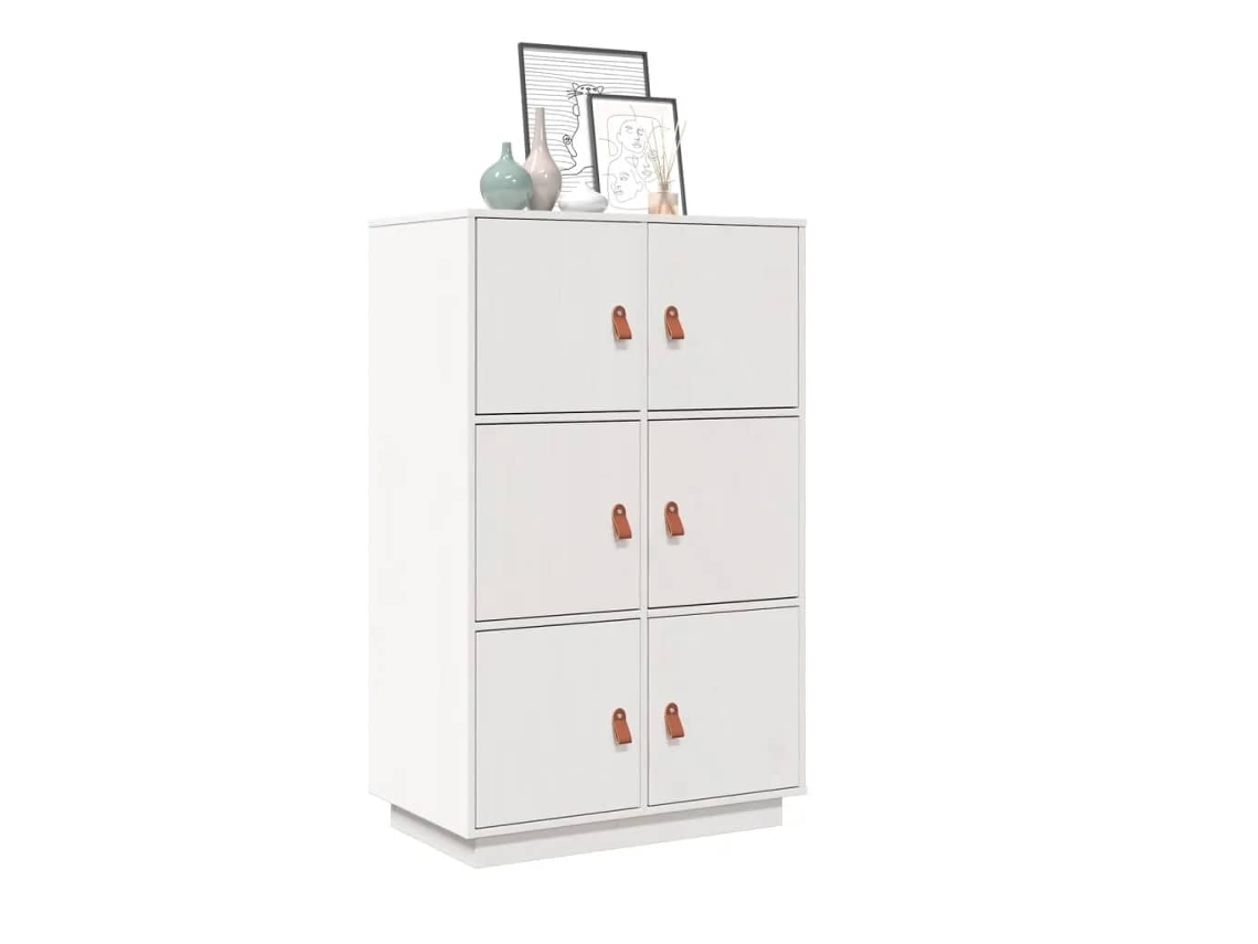 Vidaxl Aparador Alto 67x40x108,5 Cm Pinho Maciço Branco