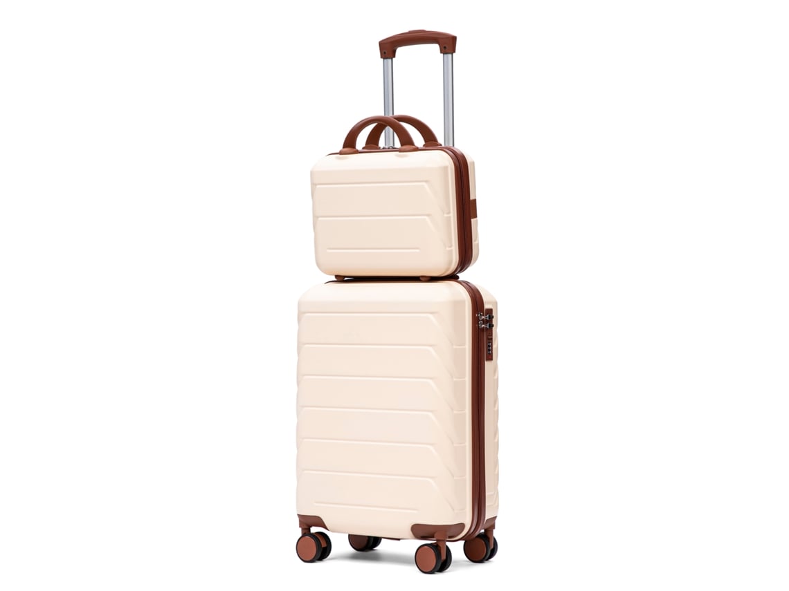 Conjunto De Malas De Viagem De 2 Peças (necessaire De 14 Polegadas + Mala De 20 Polegadas), Estrutura Rígida Em Abs