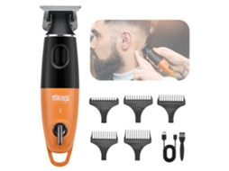 Máquina de Cortar Cabelo Elétrica Profissional (Laranja, Recarregável via USB) para Cabelos com Pontas Duplas