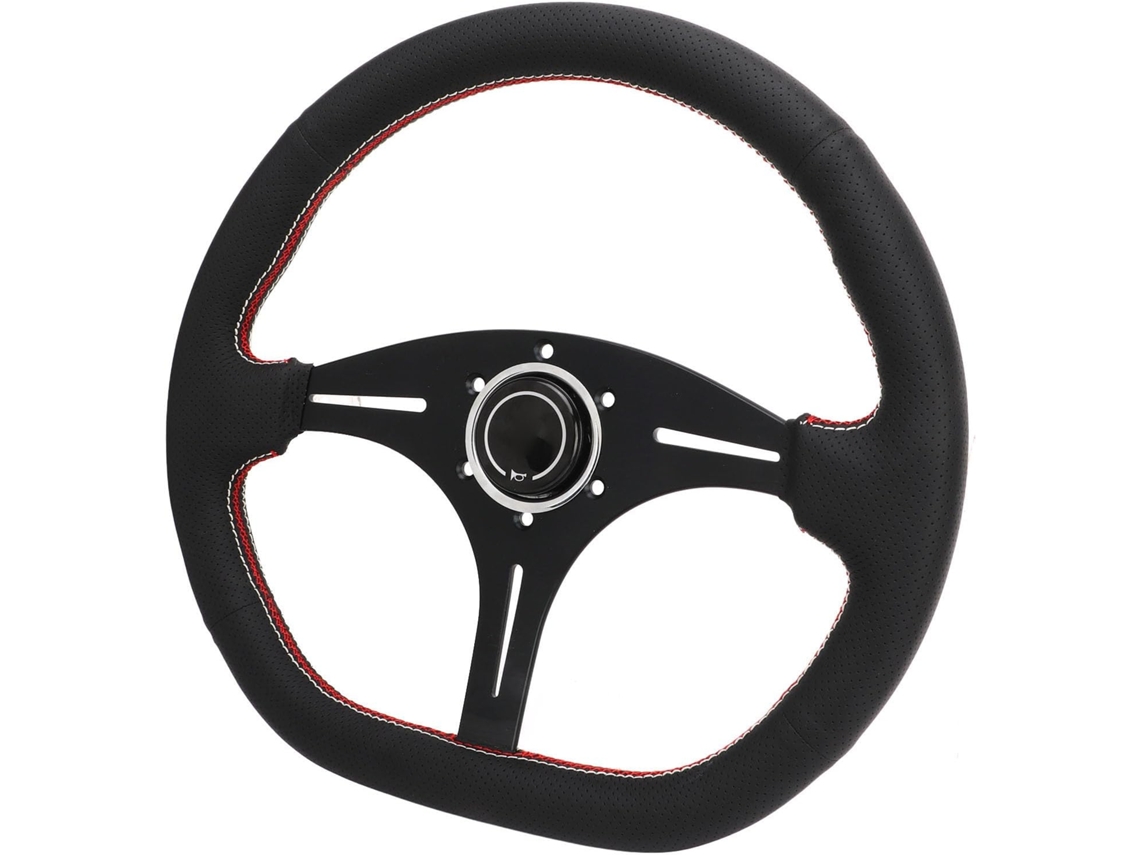 Volante de Corrida de 14 Polegadas em Couro Preto, Aderência e Controle Ideais para Entusiastas de Carros. SFUSHOS