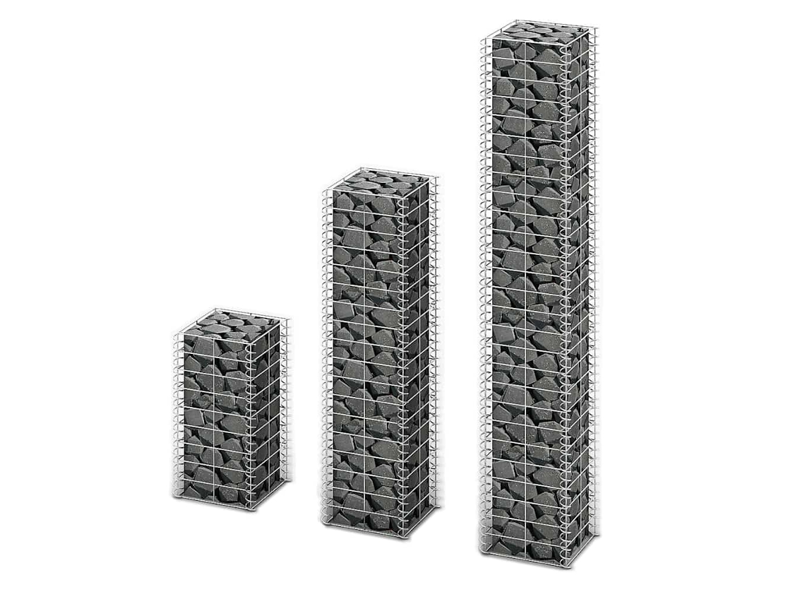 Vidaxl Conjunto De Gabiões 3 Pcs Arame Galvanizado