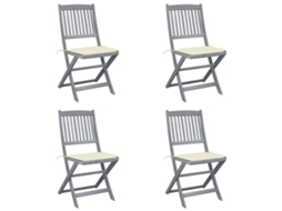 Folding Chair, Folding Chairs Vidaxl Creme Madeira De Acácia (n/a)