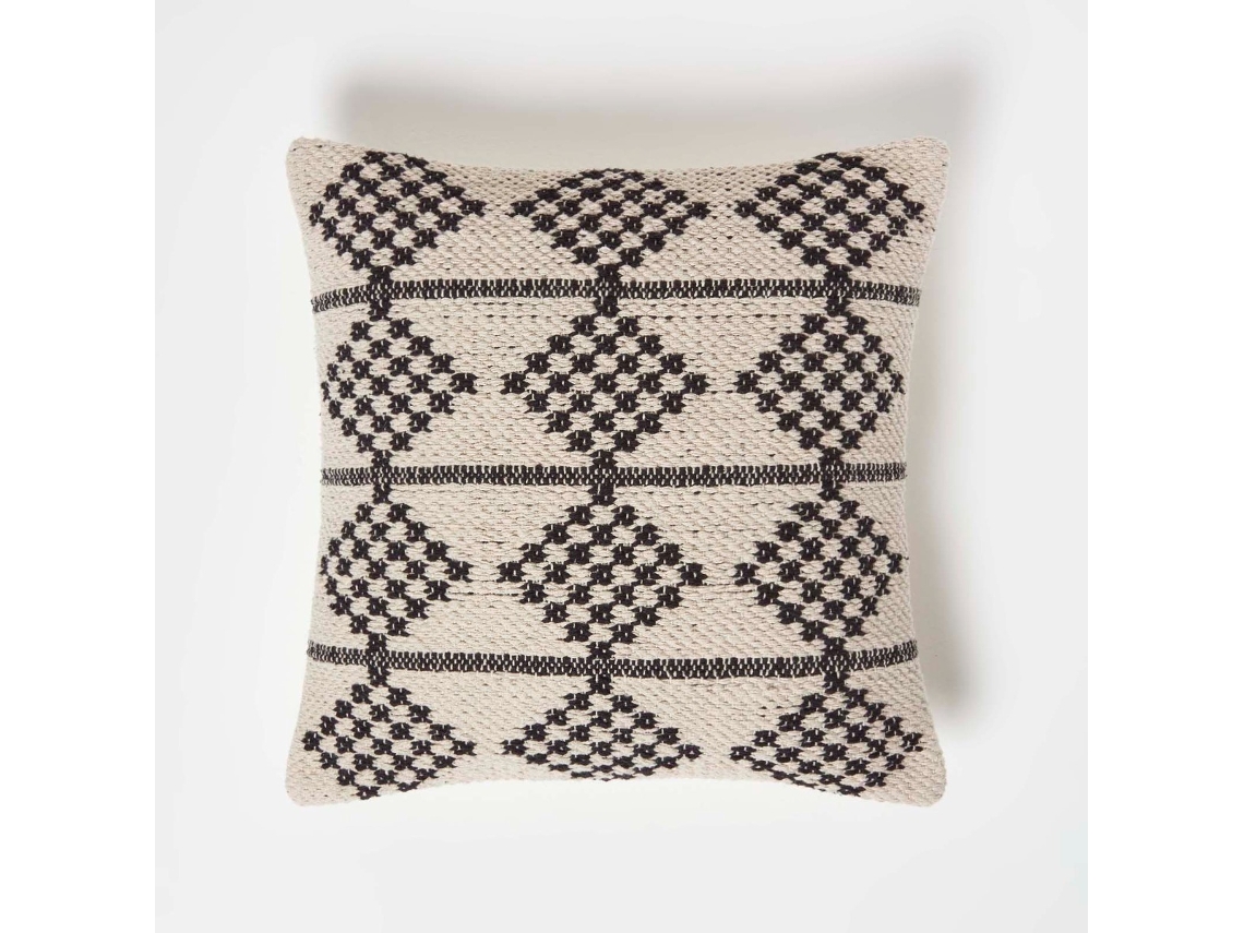 Homescapes Adana Handwoven Textured Natural Black Cushion 45x45 Cm