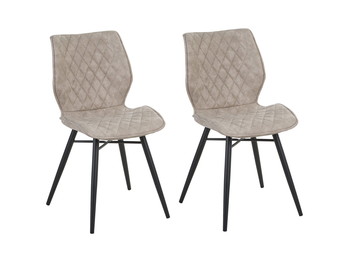 Cadeiras Com Pernas Metálicas Inclinadas Beliani Lisle De Tecido Creme 47x56x86
