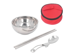 Conjunto de Talheres Inox Reutilizável Portátil
