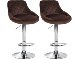 Conjunto de 2 banquetas de bar com costura decorativa em losango, assento em veludo marrom e estrutura em metal cromado Tdb10768 Dcoshop26