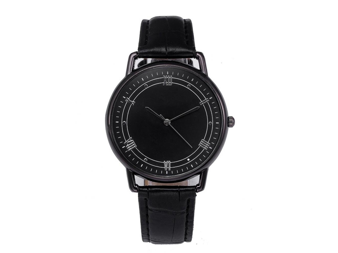 Relógio de pulso unissex simples e casual em liga metálica, 5 cores, preto.