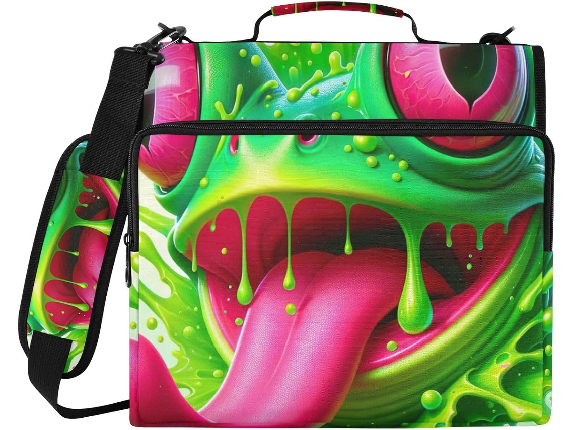 Pasta Organizadora Com Estampa De Sapo Fofo Desenho Animado, Fichário De 3-argolas Com Compartimento Laptop, Bolsa