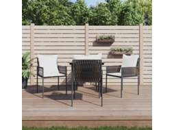 Jogo 5 Peças Jantar P/ Jardim C/ Almofadões Vime Pe E Aço Dkd Home Decor