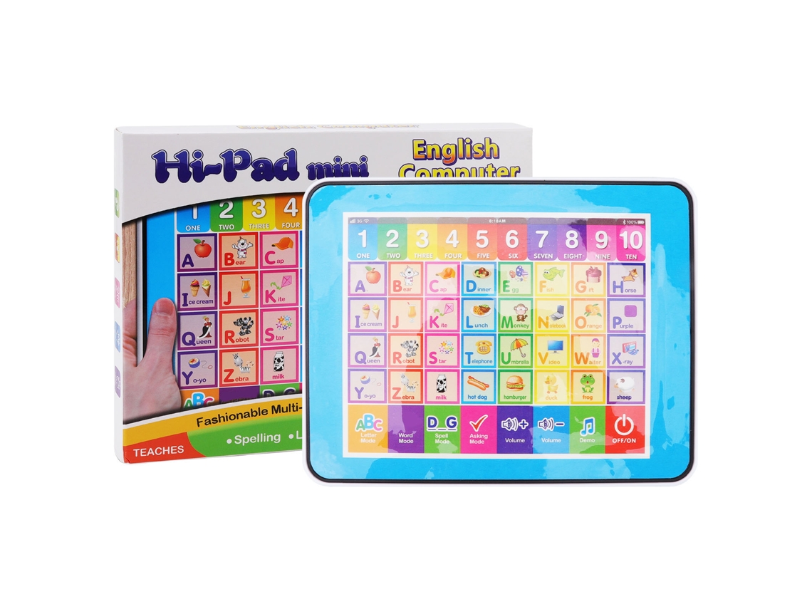 Primerox máquina de Aprendizado de Inglês para Crianças Tablet Brinquedo Inteligente 6 Funções Educacionais Azul