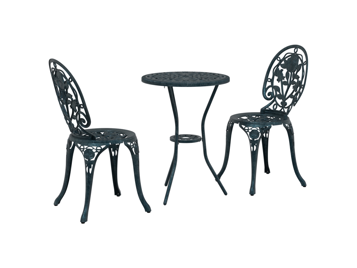 Conjunto 3 Conjunto De Bistro Ao Ar Livre Vidaxl Verde Alumínio (53 X 53 X 70,5 Cm)