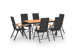 Maison Exclusive - 7 Pcs Conjunto De Jantar Para Jardim Preto E Castanho